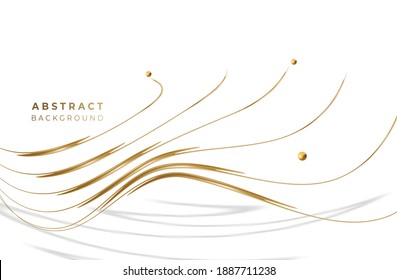 Abstract Golden glowing shiny wave lines art effect vector background. Use for modern design, cover, poster, template, brochure, decorated, flyer, banner.