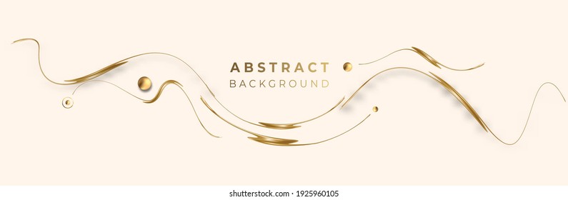 Abstract Golden glowing shiny wave lines art effect vector background. Use for modern design, cover, poster, template, brochure, decorated, flyer, banner.
