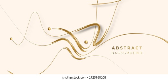 Abstract Golden glowing shiny wave lines art effect vector background. Use for modern design, cover, poster, template, brochure, decorated, flyer, banner.