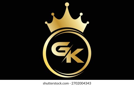 abstrato gradiente dourado GK coroa logotipo da letra.