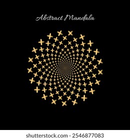 Abstract golden Gradient mandala with black background , Eps 10 vector illustration.
