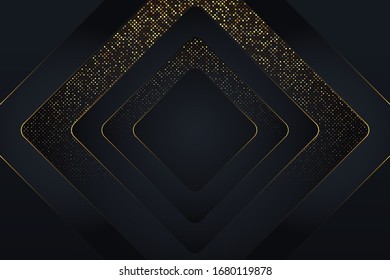 Abstract golden halftone dots pattern dark background