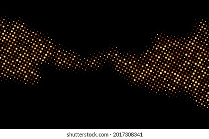 Abstract golden halftone dotted starry path. Vector illustration.