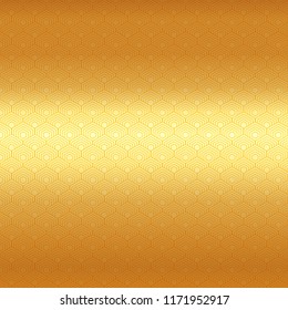 Abstract golden hexagon border pattern on luxury gold background. Vector illustration