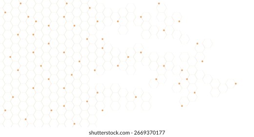 Abstractas patrón de hexágono dorado aislado sobre fondo blanco. Adecuado para el concepto médico, químico, científico y tecnológico. Ilustración vectorial
