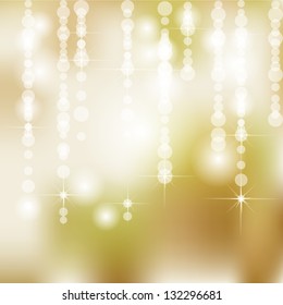 Abstract Golden Holiday Background With Lights and Stars