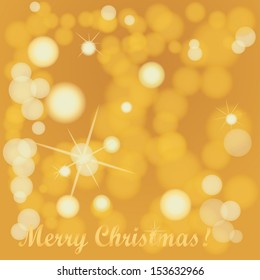 Abstract Golden Holiday Background With Lights and Stars