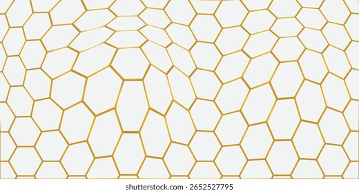 Abstract Golden Honeycomb Pattern Design on White Background