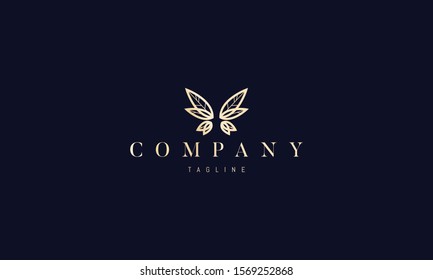 Abstract golden image of a butterfly. Vector logo