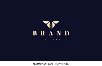 Abstract golden image of wings. Vector logo.