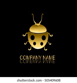 Abstract golden ladybug sign/symbol, design element. Can be used for corporate identity, company emblem, jewelry shape, print, labels, cards, manufacturing. Insect theme