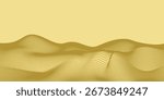 Abstract golden landscape featuring smooth, undulating hills and delicate wavy lines, creating a serene and minimalist design.