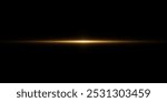 Abstract golden laser beam. Transparent isolated on black background. Vector illustration. lighting effect. directional spotlight