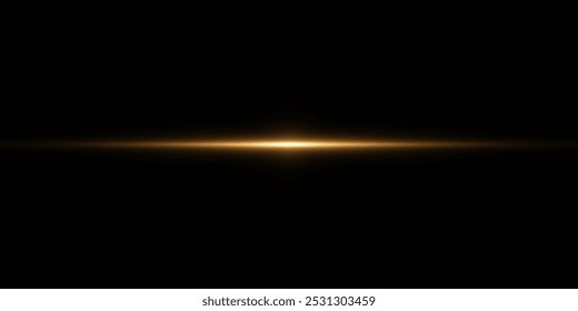 Abstract golden laser beam. Transparent isolated on black background. Vector illustration. lighting effect. directional spotlight