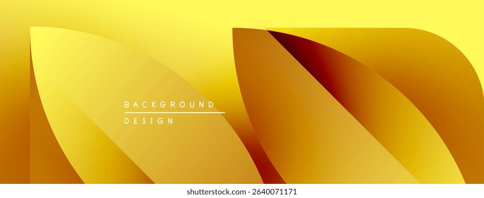 Abstract golden layers create dynamic background. Smooth gradients, flowing shapes suggest movement, modern design aesthetic.
