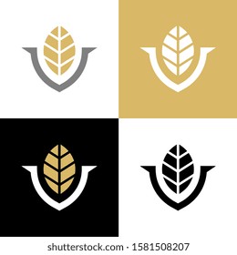 Abstract golden leaf logo design template elements - Vector