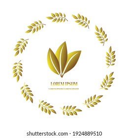 Abstract golden leaves logo icon vector design. Plant, nature and ecology vector logo. Ecology Happy life Logotype concept icon. Vector illustration, Graphic Design Editable, EPS 10. 