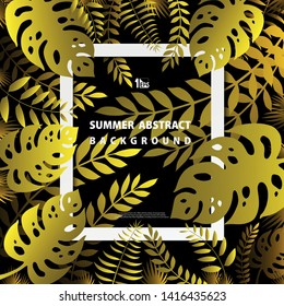 Abstract golden leaves nature decoration on black background. You can use for poster design, artwork, template, presentation. illustration vector eps10