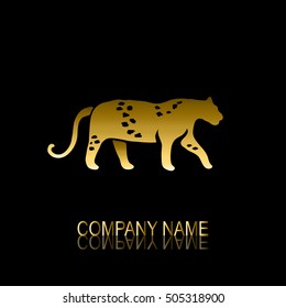 Abstract golden leopard sign/symbol, design element. Can be used for corporate identity, company emblem, jewelry shape, print, labels, cards, manufacturing. Animal theme