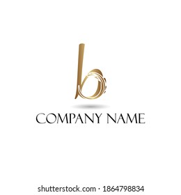 Abstract Golden Letter b Initial logotype in luxury and elegant logo concept template
