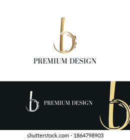 Abstract Golden Letter b Initial logotype in luxury and elegant logo concept template