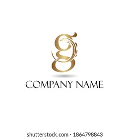Abstract Golden Letter g Initial logotype in luxury and elegant logo concept template