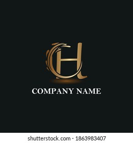 Abstract Golden Letter H Initial logotype. Luxury and elegant logo concept template.