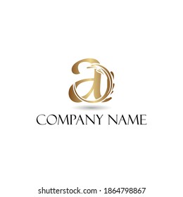 Abstract Golden Letter a Initial logotype in luxury and elegant logo concept template