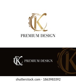 Resumen Letra de oro K logotipo inicial. Plantilla de concepto de logotipo elegante y de lujo.