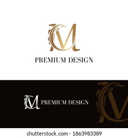 Abstract Golden Letter M Initial logotype. Luxury and elegant logo concept template.