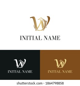 Abstract Golden Letter w Initial logotype in luxury and elegant logo concept template