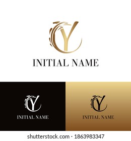 Abstract Golden Letter Y Initial logotype. Luxury and elegant logo concept template.