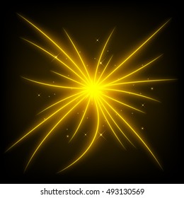 Abstract golden light beam Vector Illustration