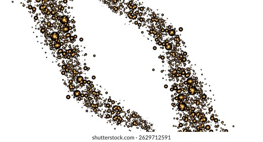 Abstract golden light bokeh background. Soft glowing blur isolated on white with copy space. Elegant gold shimmer bokeh illustration. white frame design with sparkling light effect.