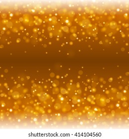 Abstract Golden Light Bokeh Background Vector Illustration. Magic Gold Defocused Glitter Sparkles. Good for promotion materials, Brochures, Banners. Abstract Backdrop.