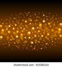 Abstract Golden Light Bokeh Background Vector Illustration. Magic Gold Defocused Glitter Sparkles. 