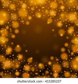 Abstract Golden Light Bokeh Background Vector Illustration. Magic Gold Defocused Glitter Sparkles. 
