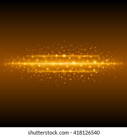 Abstract Golden Light Bokeh Background Vector Illustration. Magic Gold Defocused Glitter Sparkles. 