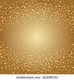 Abstract Golden Light Bokeh Background Vector Illustration. Magic Gold Defocused Glitter Sparkles. Good for promotion materials, Brochures, Banners. Abstract Backdrop.