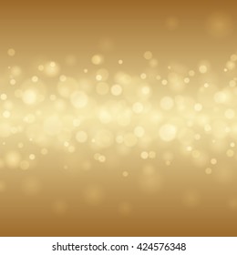Abstract Golden Light Bokeh Background Vector Illustration. Magic Gold Defocused Glitter Sparkles. Good for promotion materials, Brochures, Banners. Abstract Backdrop.