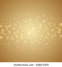 Abstract Golden Light Bokeh Background Vector Illustration. Magic Gold Defocused Glitter Sparkles. Good for promotion materials, Brochures, Banners. Abstract Backdrop.