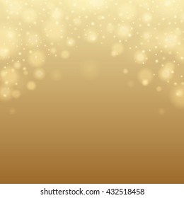Abstract Golden Light Bokeh Background Vector Illustration. Magic Gold Defocused Glitter Sparkles. Good for promotion materials, Brochures, Banners. Abstract Backdrop.