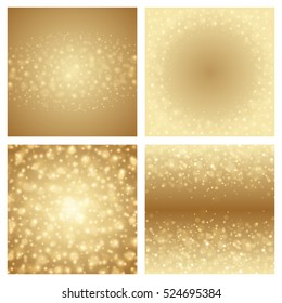 Abstract Golden Light Bokeh Set Backgrounds Vector Illustration. Magic Defocused Glitter Sparkles. Good for promotion materials, Brochures, Banners. Abstract Backdrop.