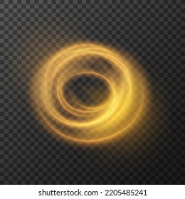 Abstract golden light circle effect on dark
