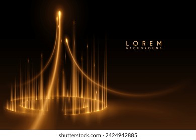 Abstract golden light effects on black background