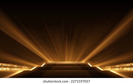 Abstract golden light rays scene with stairs - Shutterstock ID 2271597037