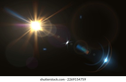 Abstract golden light rays with sparks. Exploding gold glitter with sparkling illustration isolated on black background