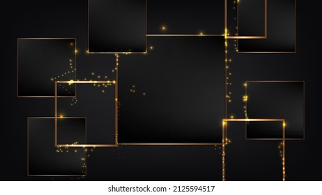Abstract golden light square frame template. Vector background. gold lines. sparkle