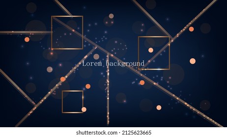 Abstract golden light square frame template. Vector background