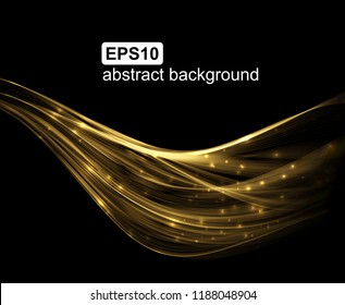 Abstract golden light wave futuristic background. Vector illustration.